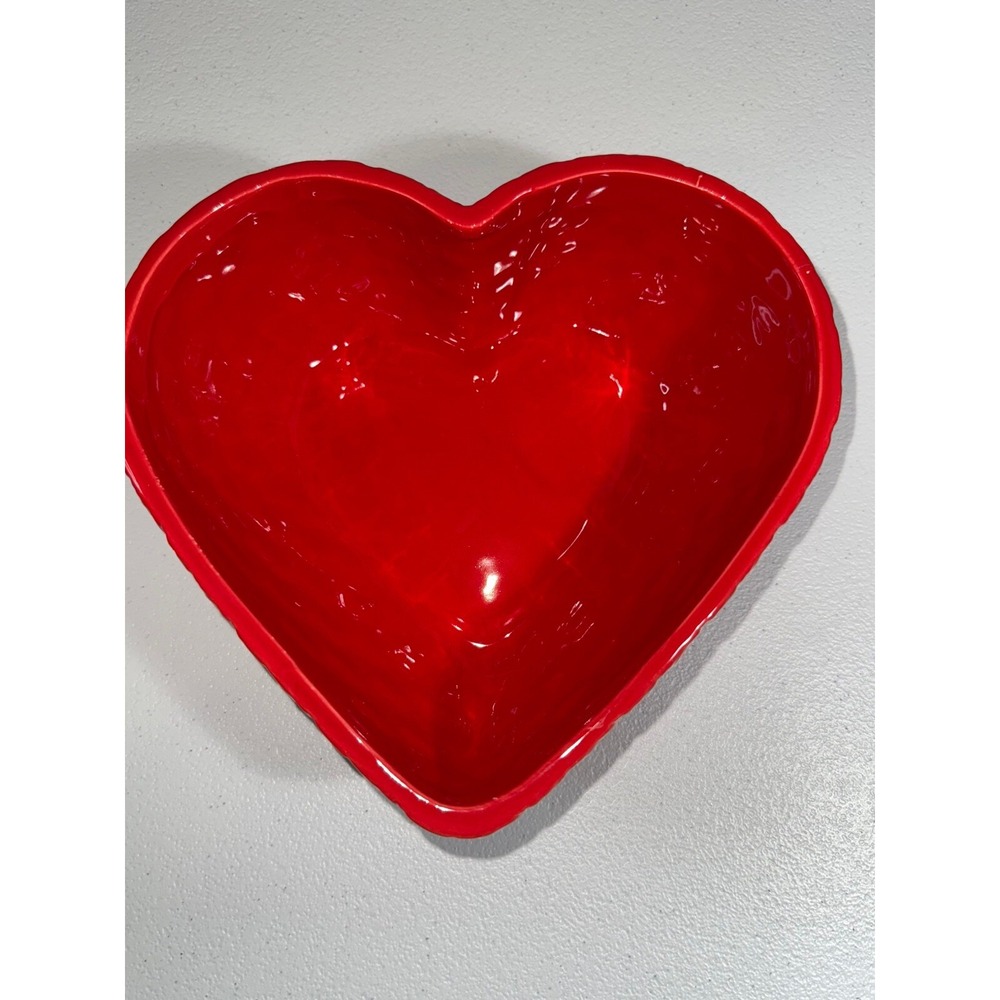 Red Ceramic Love Heart-Shape Dish Candy, Trinkets, Baking, Blue Harbor